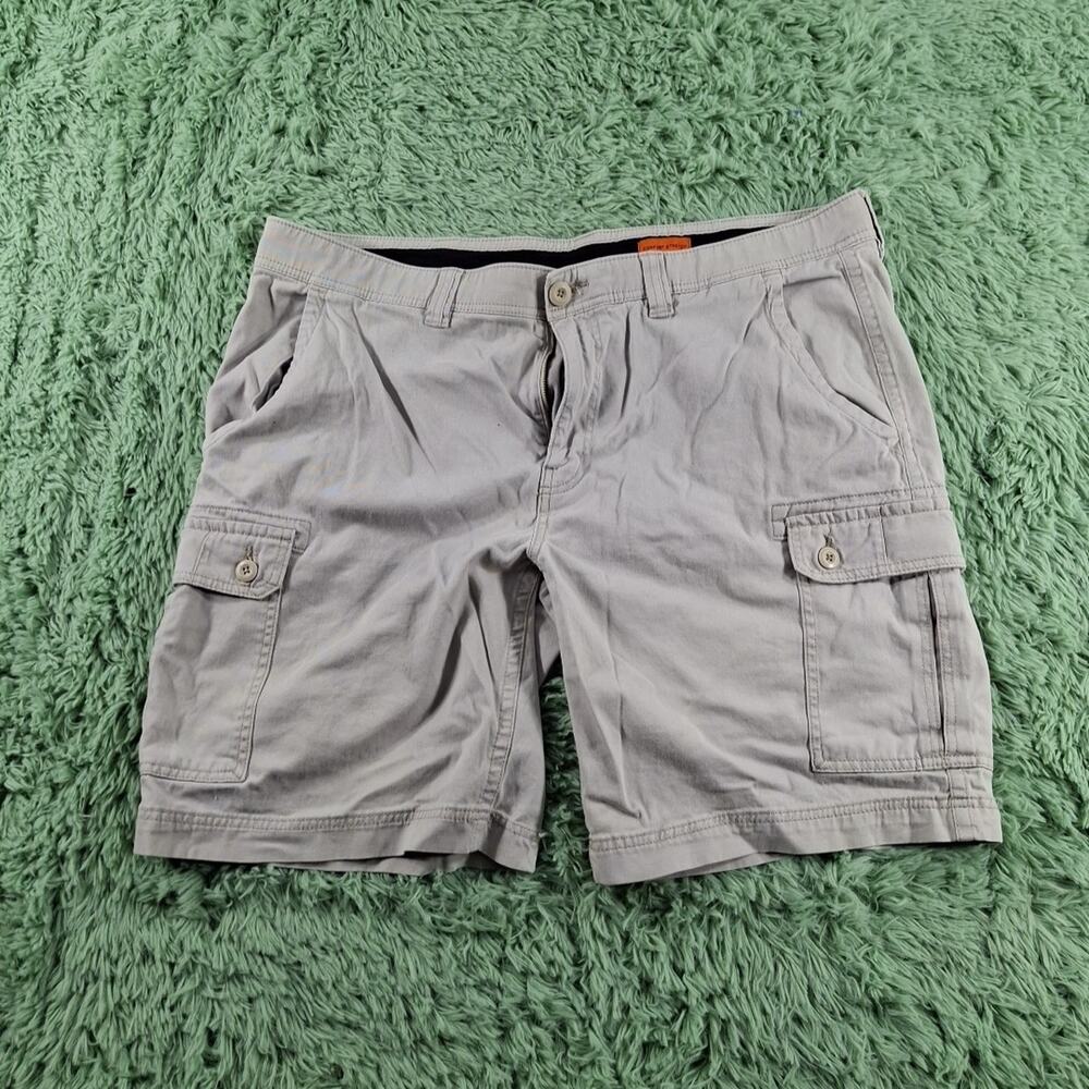 St Johns Bay Cargo Shorts Mens Comfort Stretch 42x10 Light Gray